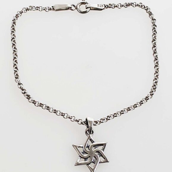 Sterling Silver Solid Star of David Charm Bracelet Sterling Silver Star Charm Bracelet